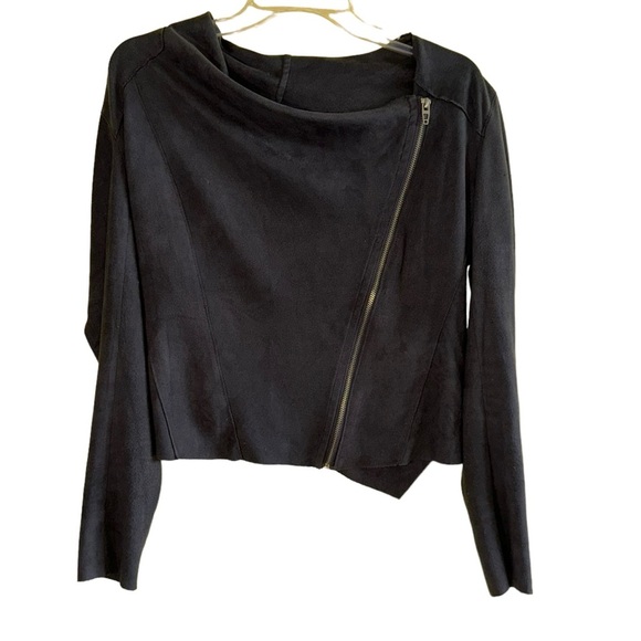 BlankNYC Asymmetrical Zip Drape Front Faux Suede Jacket Small - Picture 1 of 10
